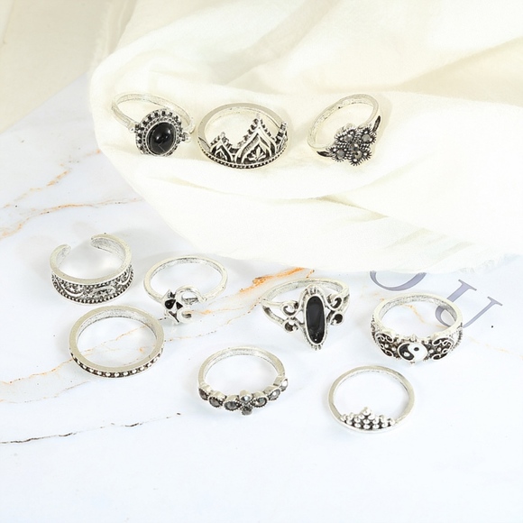 4 for $25 SALE!!! 10 Piece Boho Chic Midi Ring Set - Picture 4 of 6
